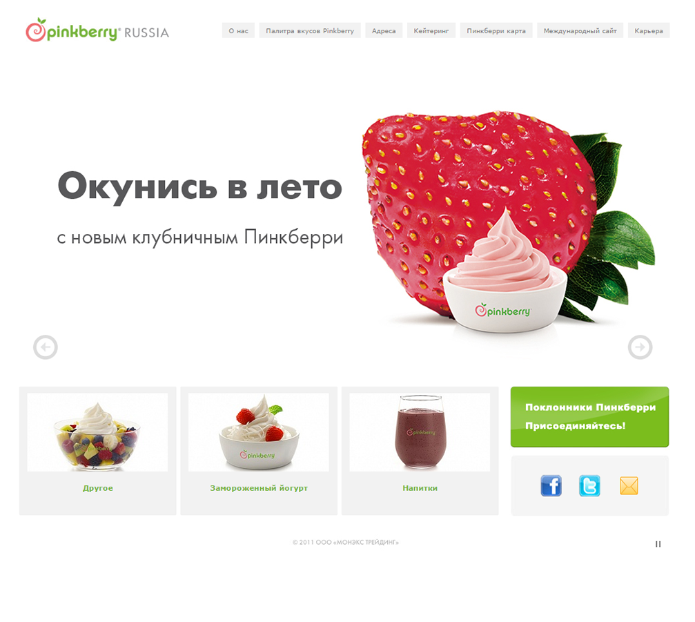 Сайт компании «Pinkberry Russia» кейс проекта